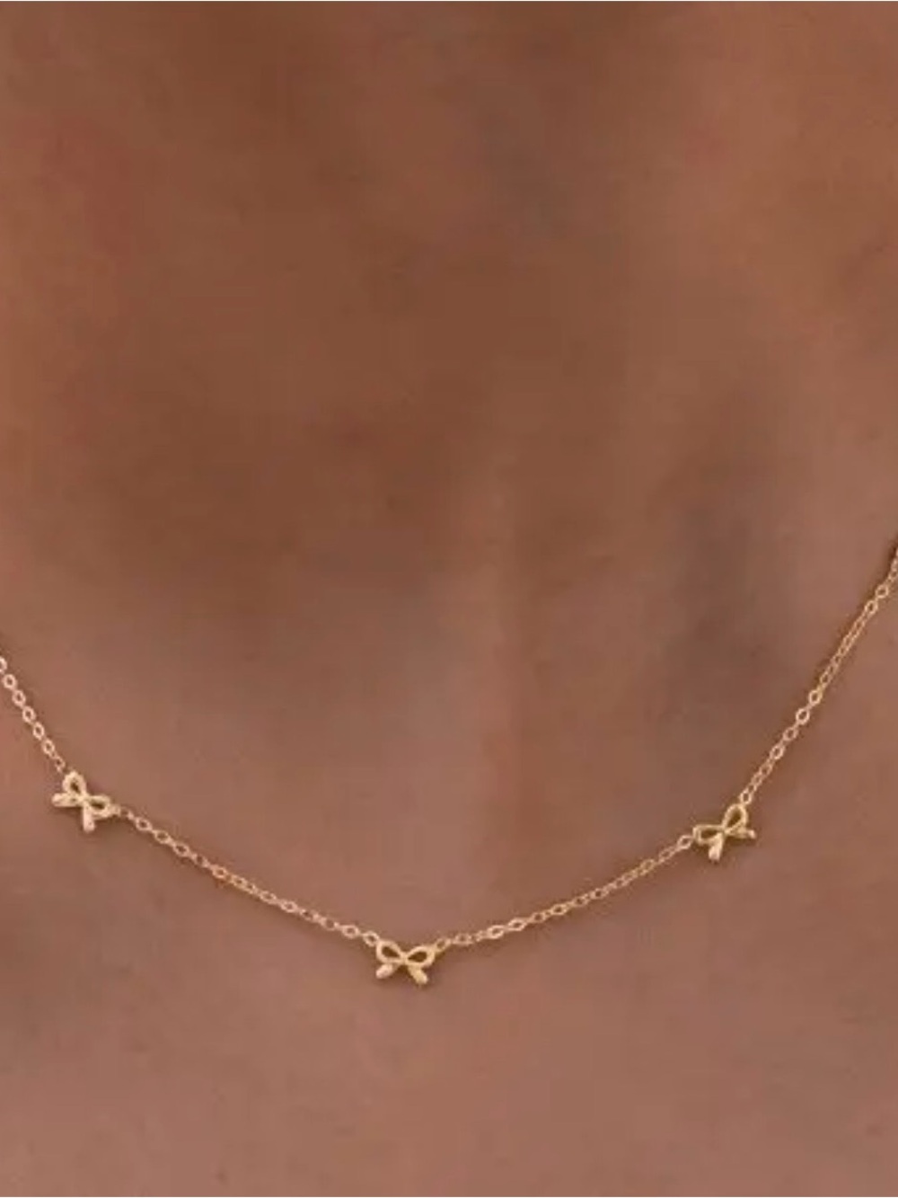 Gold Bow Station Necklace - Women Jewelry